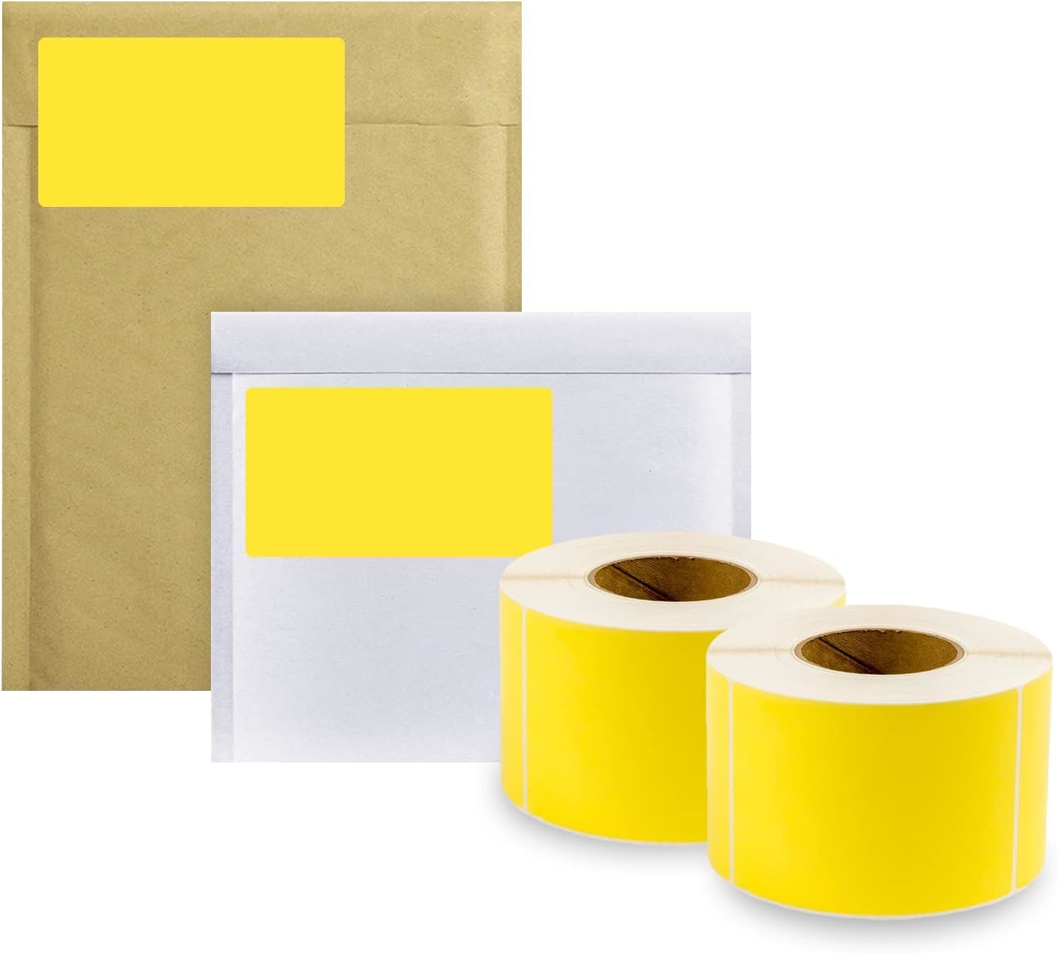 4000 Pack of Yellow Thermal Transfer Labels 4" x 6" with 3" Core. Perforated Thermal Shipping Label. Self-Adhesive Rolls. Mailing Postage Printing Rol