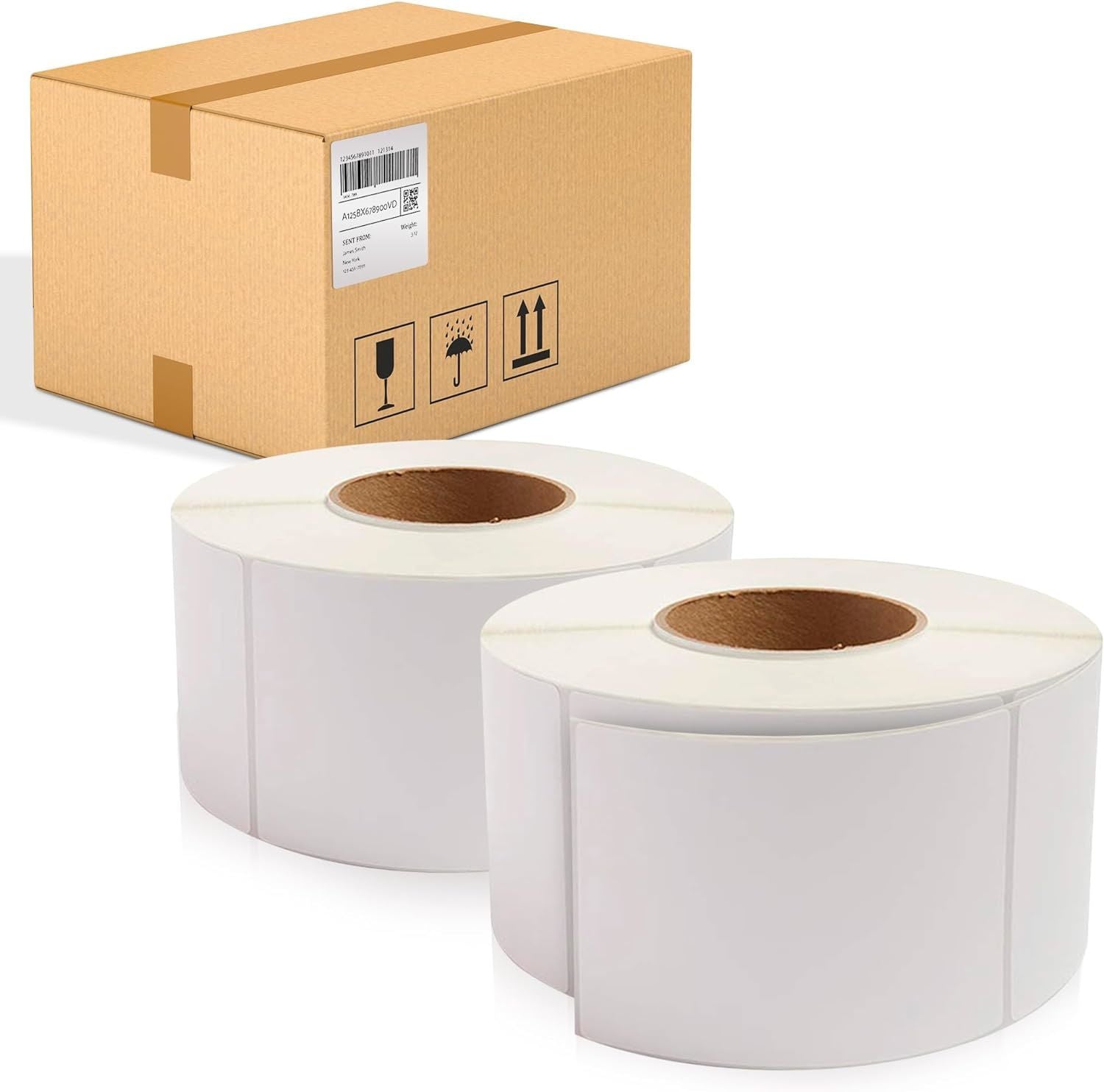 Thermal Transfer Labels 3" x 5" Nonperforated. Pack of 4760 Thermal Shipping Labels with 3" core. Self-Adhesive Rolls. Mailing Postage. Printing Paper