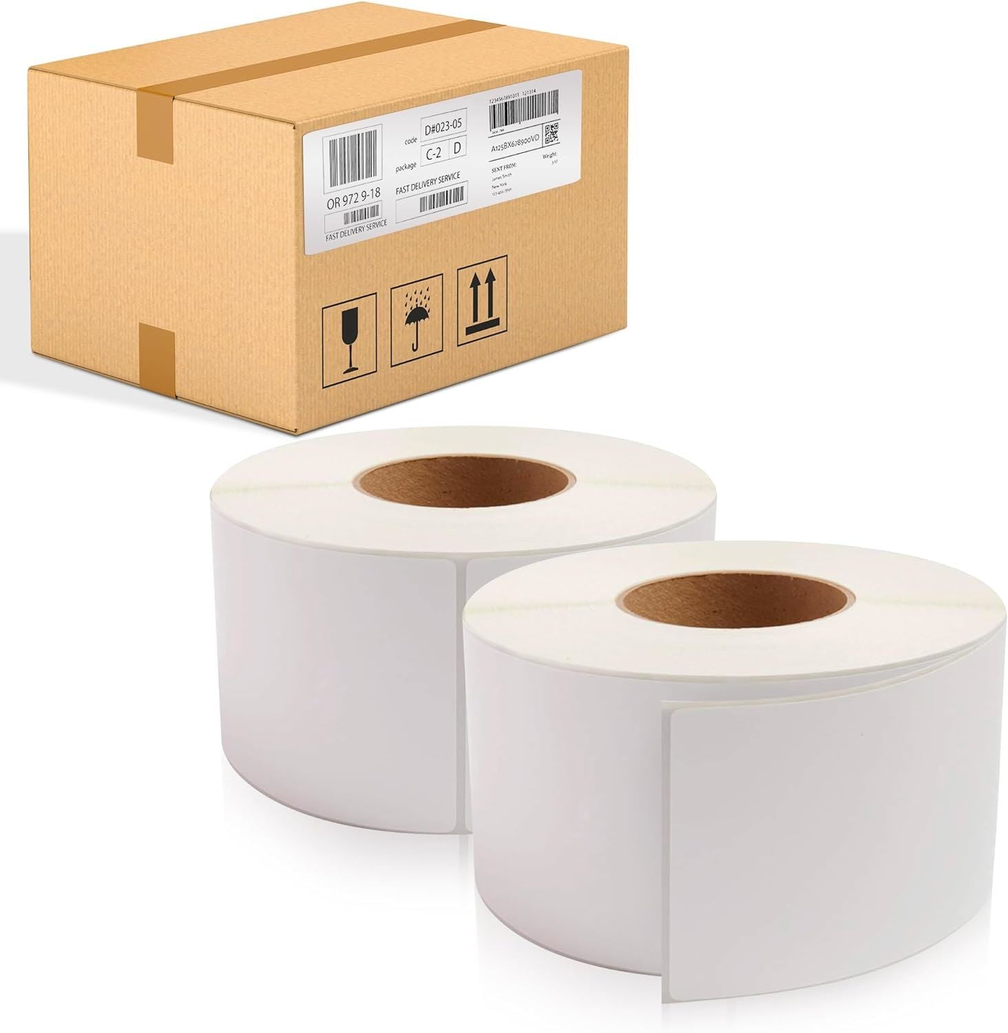 3500 Pack of Thermal Transfer Labels 4" x 10" Nonperforated 12" OD. Thermal Shipping Label with 3" core. Self-Adhesive Rolls. Mailing Postage. Printin