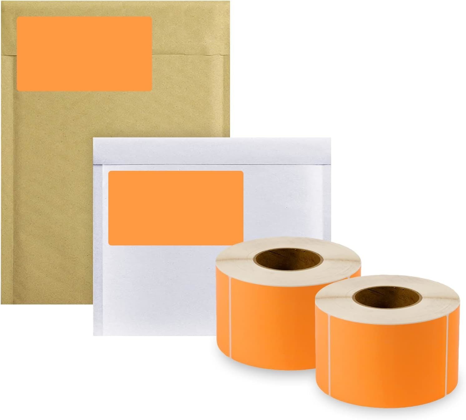 4000 Pack of Orange Thermal Transfer Labels 4" x 6" with 3" Core. Perforated Thermal Shipping Label. Self-Adhesive Rolls. Mailing Postage Printing Rol