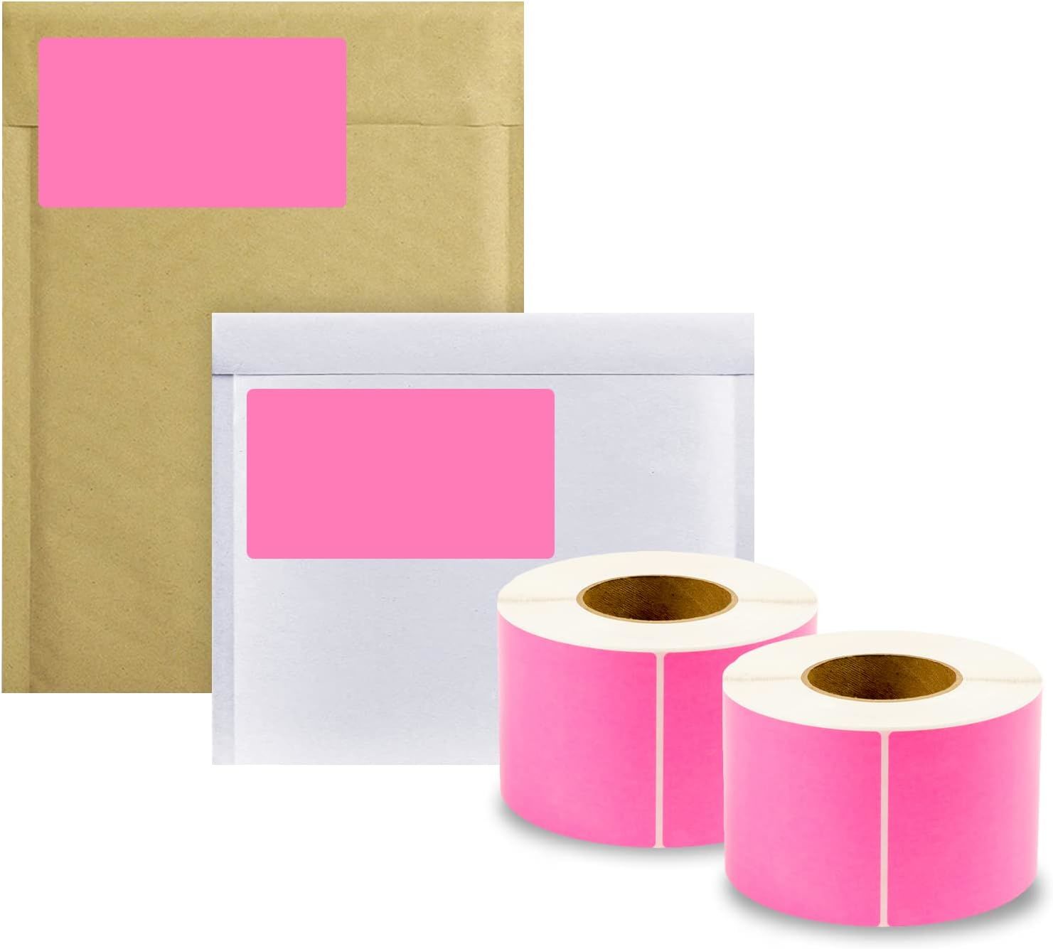 4000 Pack Fluorescent Pink Thermal Transfer Labels 4" x 6" with 3" Core. Perforated Thermal Shipping Label. Self-Adhesive Rolls. Mailing Printing Roll