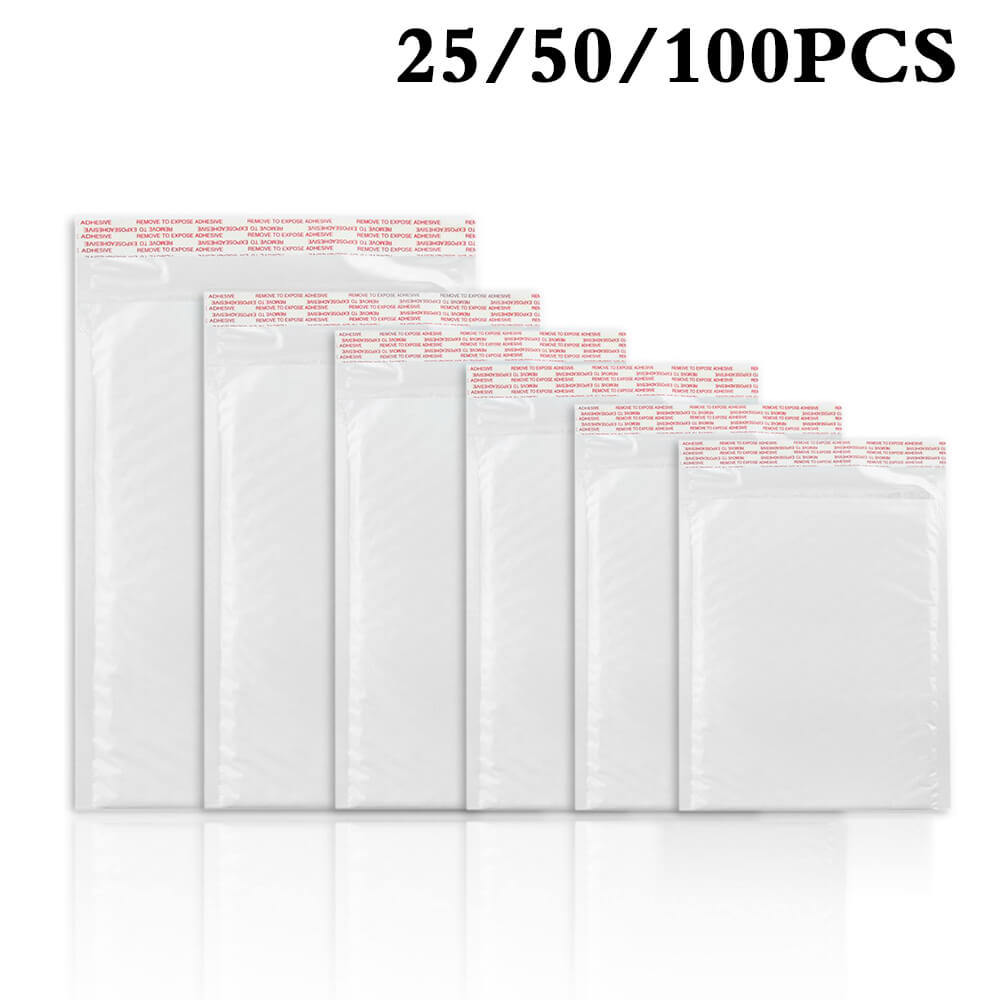 25/50/100Pc Any Size Bubble Lined Padded Envelopes Poly Mailers Self-Sealing