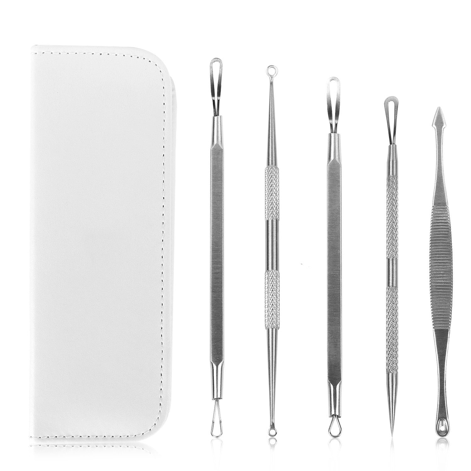 5 Pcs Blackhead Remover Kit Pimple Comedone Extractor Tool Set Stainless Steel