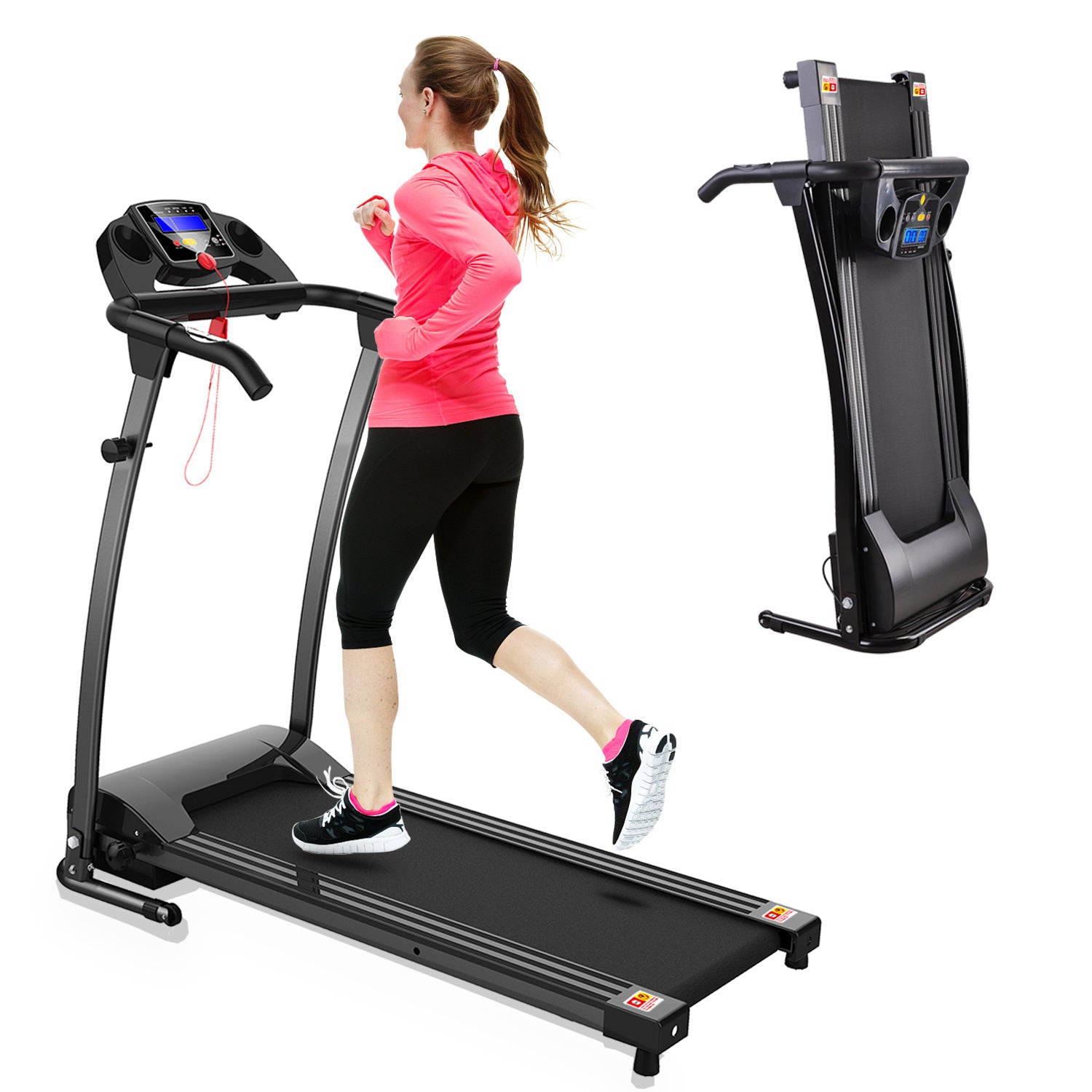 FYC Folding Treadmills for Home;  Foldable Electric Treadmill with LCD display;  Lightweight Compact Treadmill Fitness Running Walking Jogging Exercis