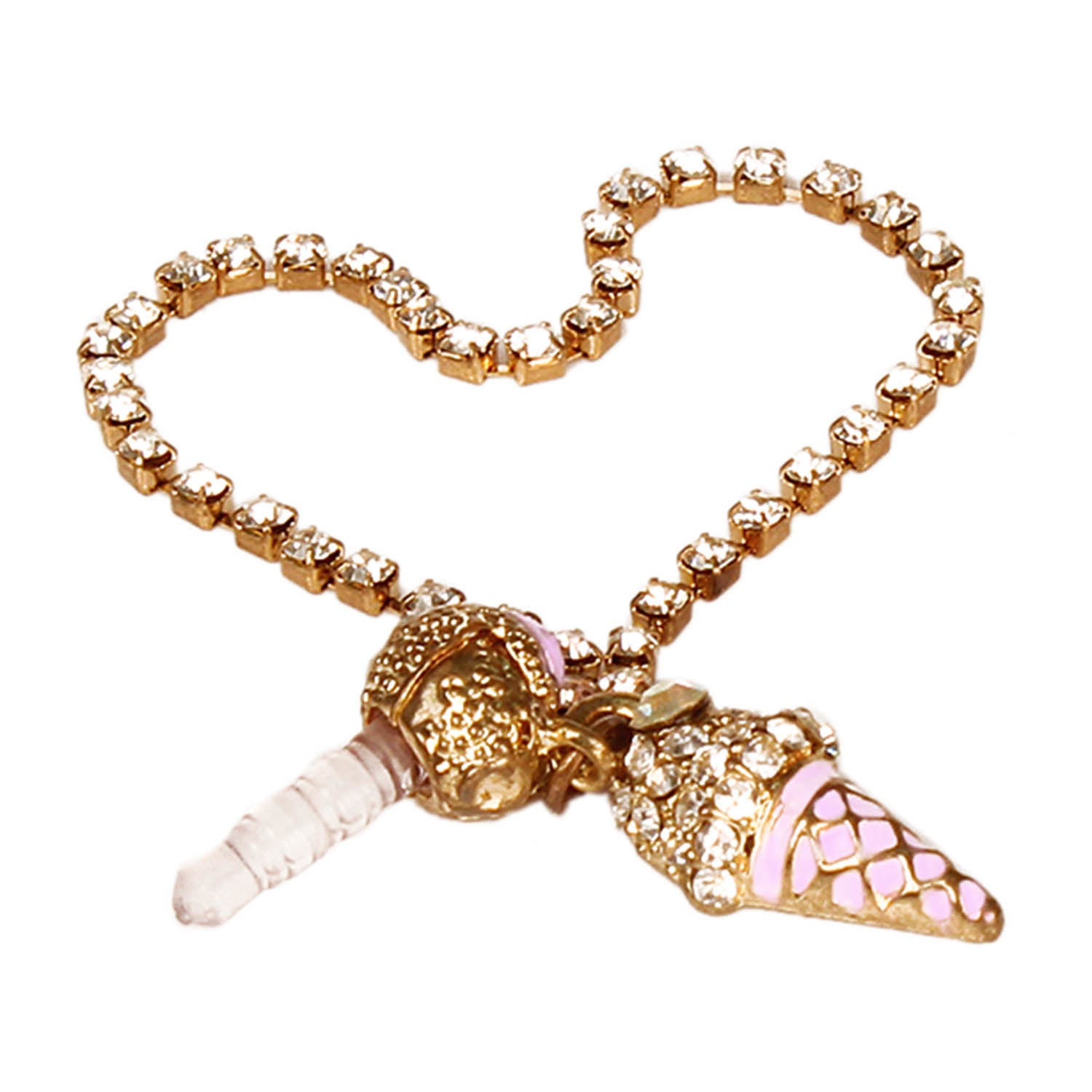 Luxury Crystal Diamond Icecream Dust Cap Pendant