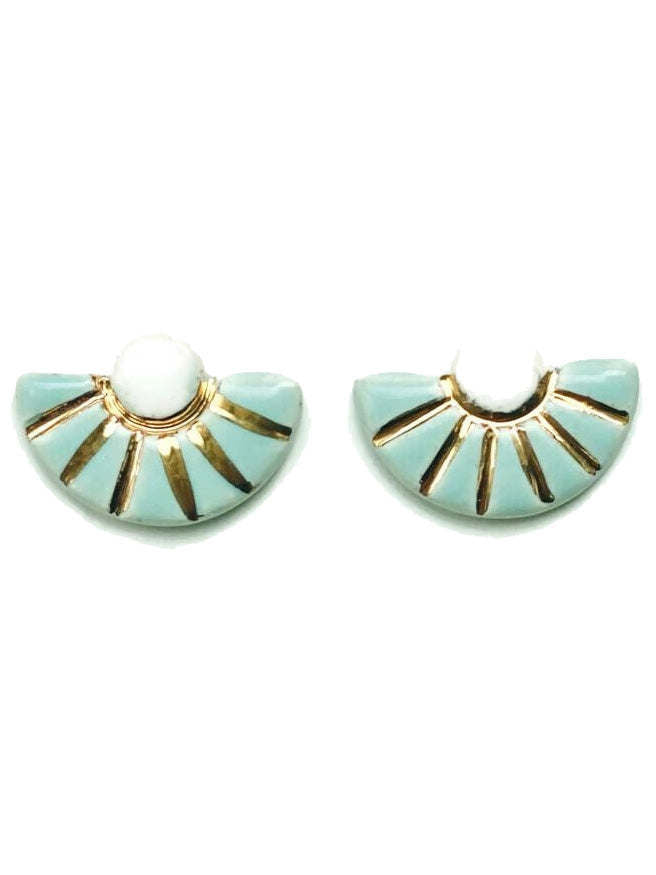 Ceramic Fan Stud Earrings