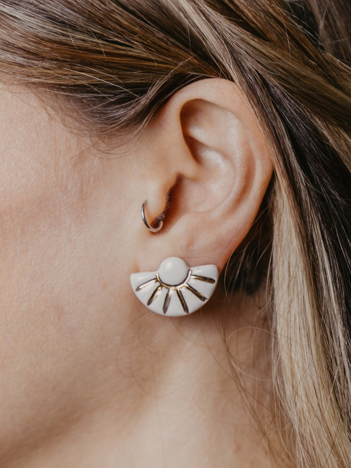 Ceramic Fan Stud Earrings