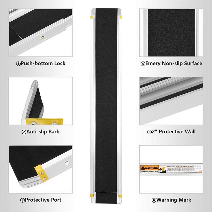 Bosonshop 7Ft Portable Wheelchair Ramp Aluminum(19LBS), Retractable, Lightweight, Skidproof PVC Carpeted, for Doorways, Stairs, Mobility Scooter, Porc