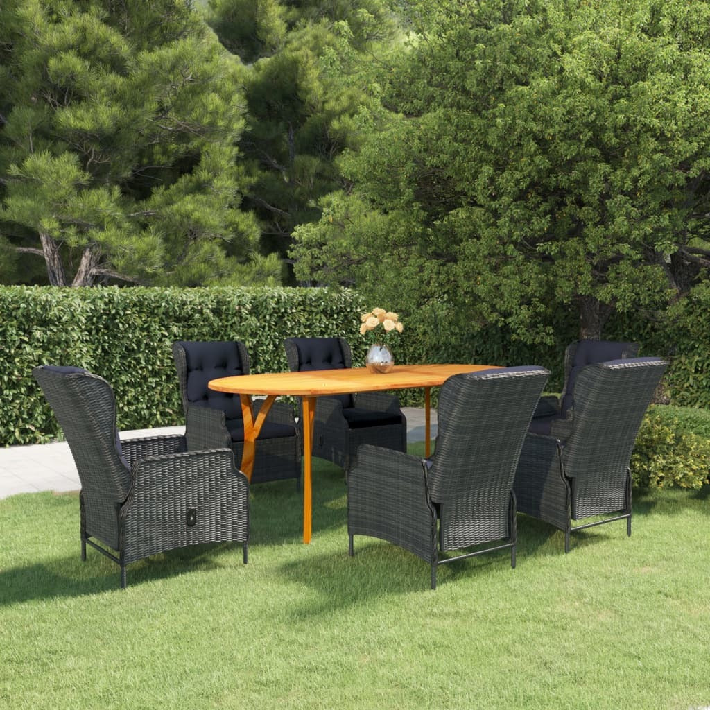 7 Piece Patio Dining Set Dark Gray
