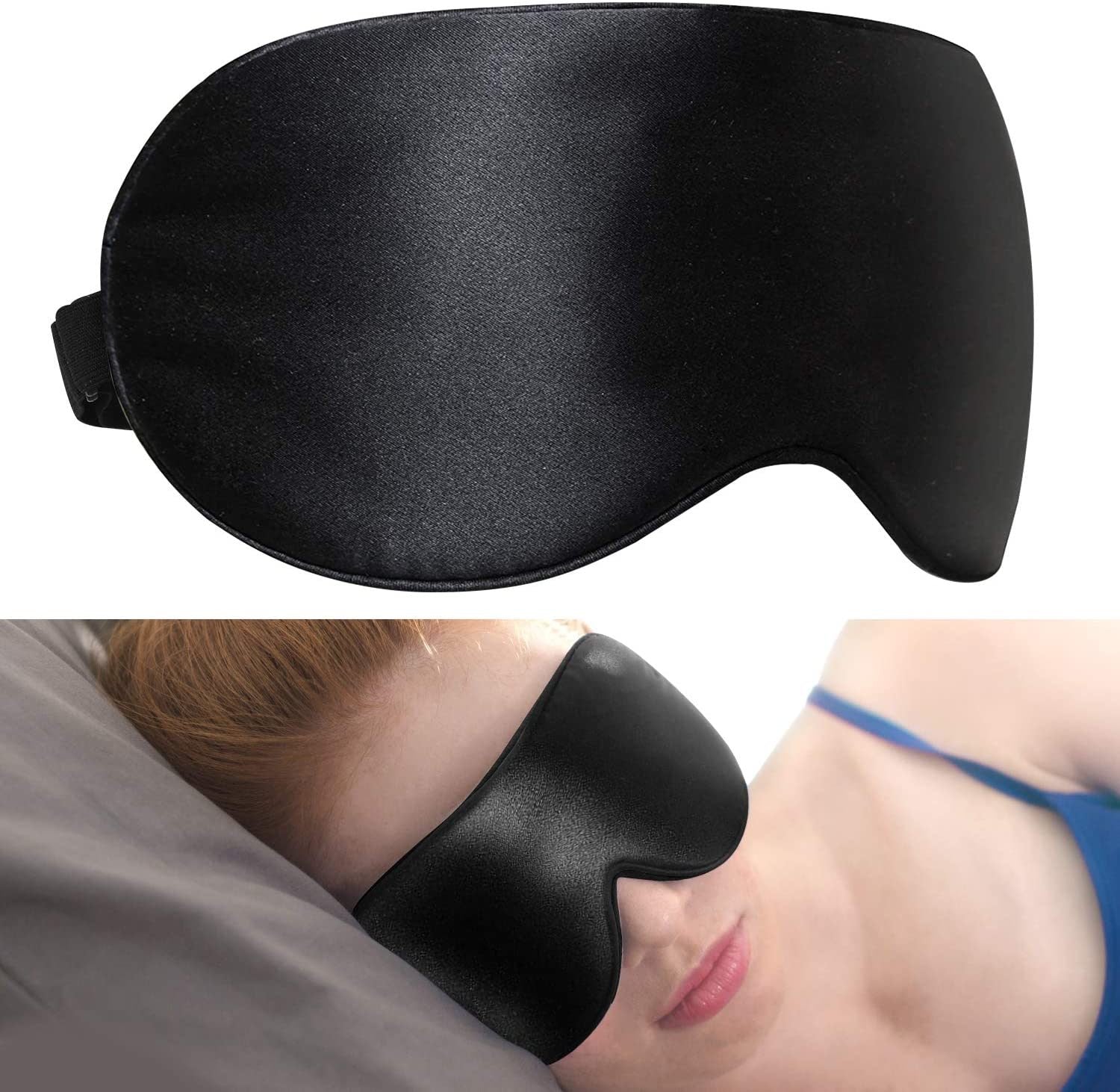 Lacette Silk Eye Mask for Men Women, 6A Mulberry Silk Light Blocking Sleep Mask, 100% Night Blindfold for Sleeping with Adjustable Strap, Comfortable Blackout Eye Blinder for Nap, Travel, Yoga, Black