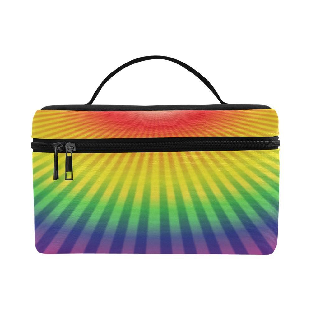 Cosmetic Bag, Rainbow Radial Design - Black / Multicolor