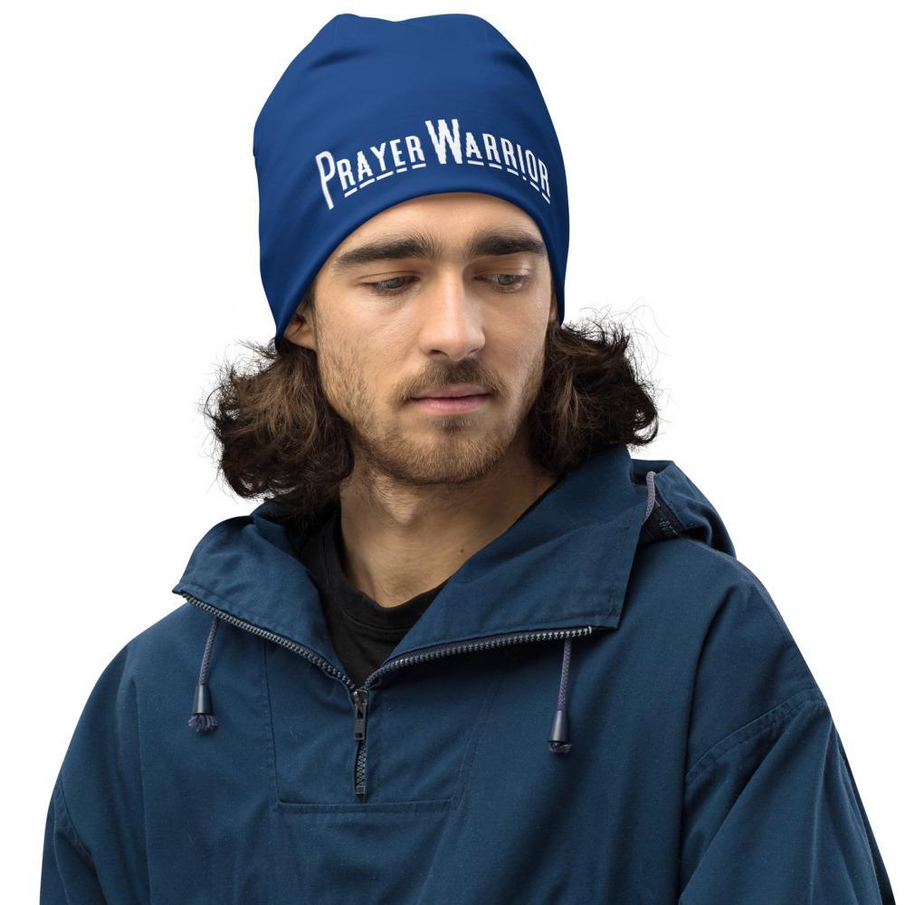 Beanie, Stretchy Double-Layered Prayer Warrior Cap - Blue WT / Unisex