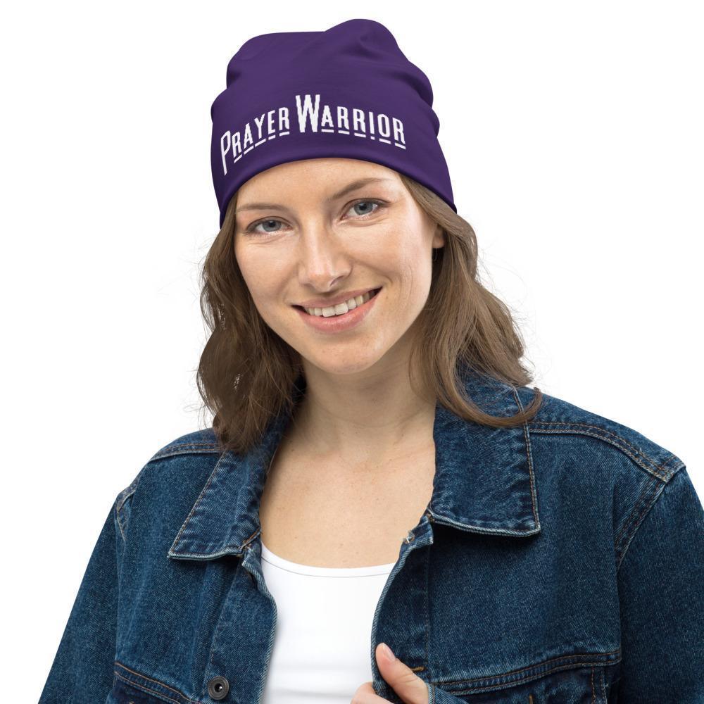 Beanie, Stretchy Double-Layered Prayer Warrior Cap - Purple WT / Unisex