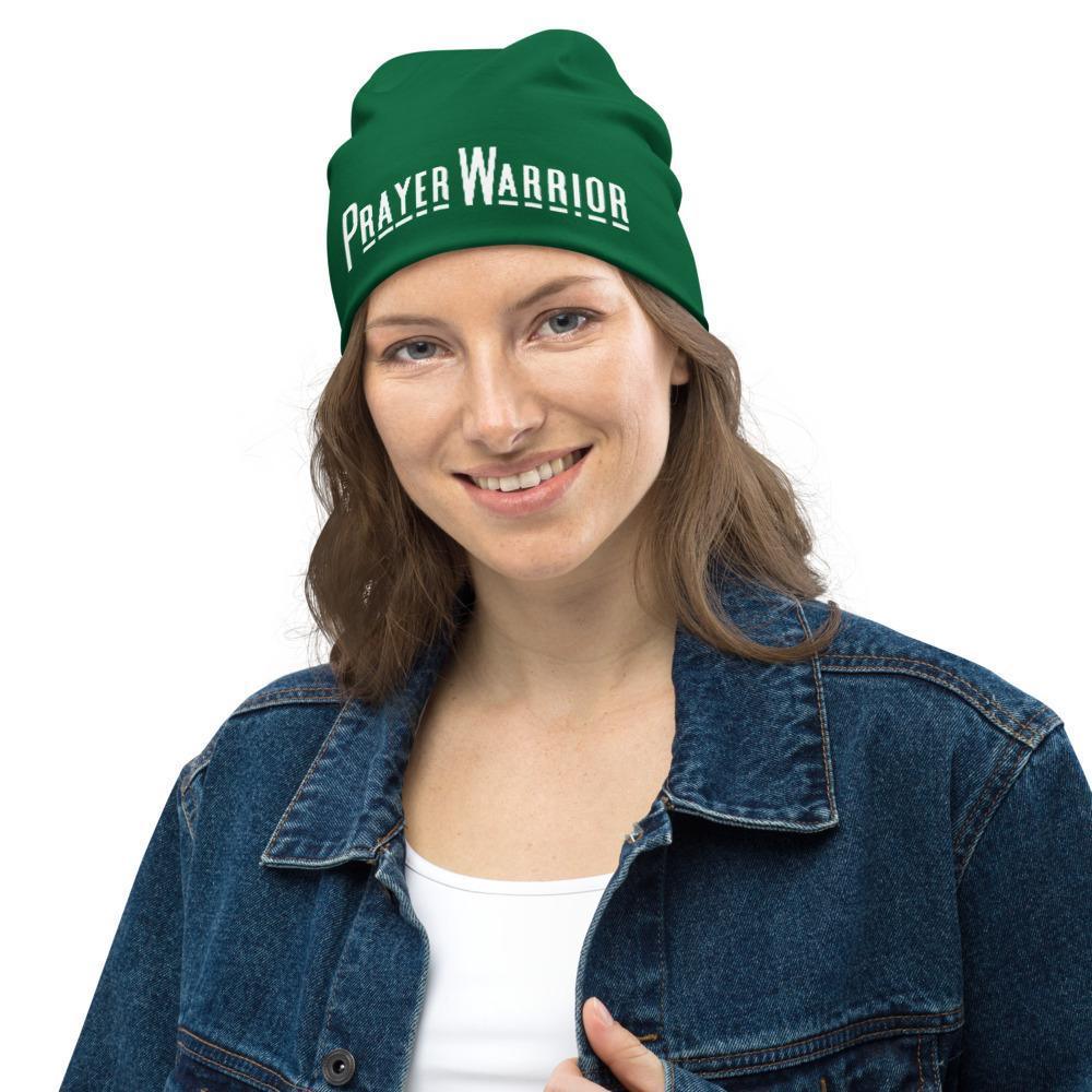 Beanie, Stretchy Double-Layered Prayer Warrior Cap - Dark Green WT / Unisex