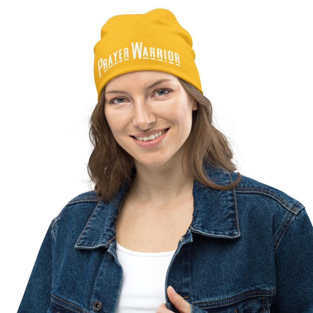 Beanie, Stretchy Double-Layered Prayer Warrior Cap - Yellow WT / Unisex