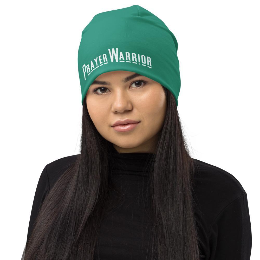 Beanie, Stretchy Double-Layered Prayer Warrior Cap - Teal Green WT / Unisex