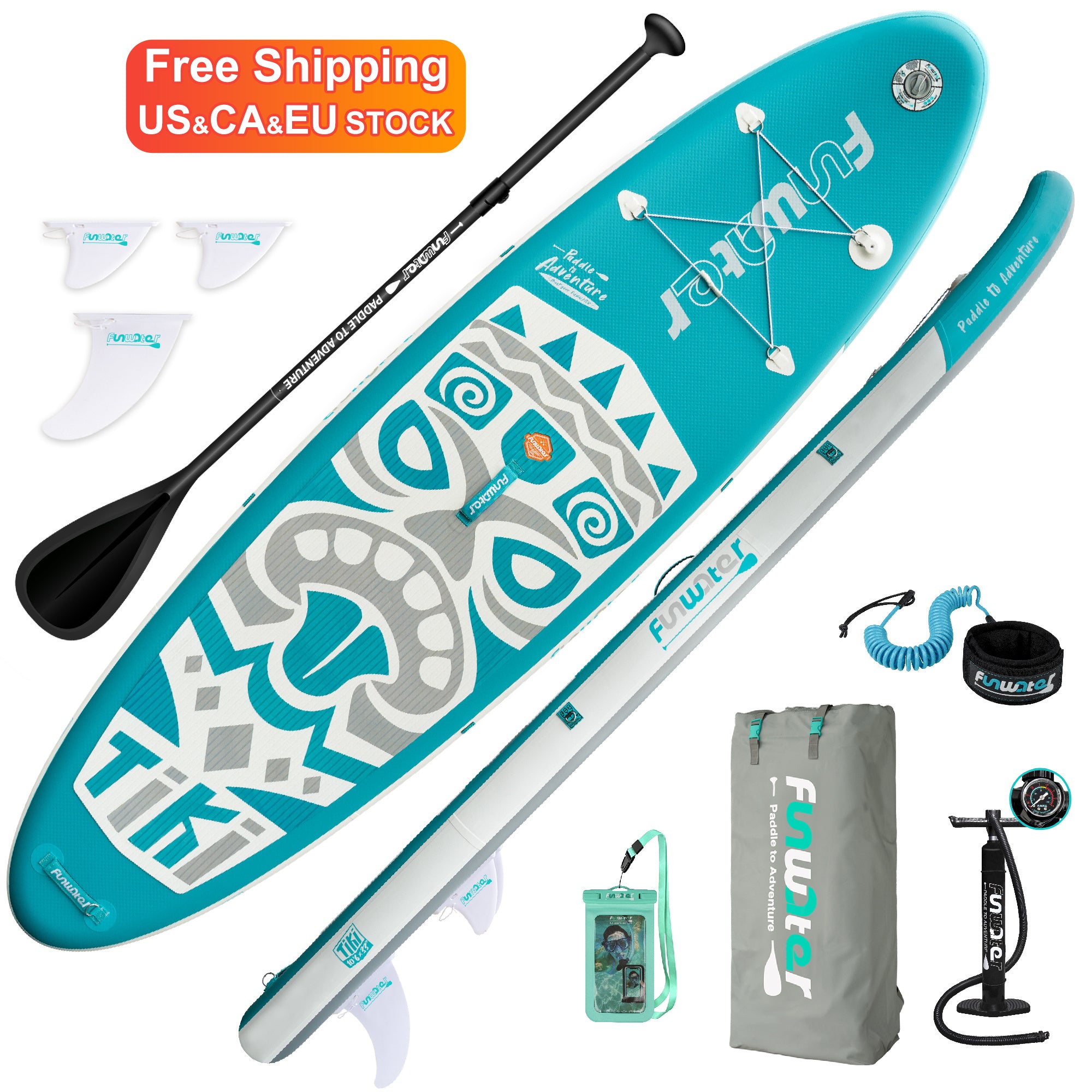 FunWater Free Shipping Dropshipping US CA EU Stock SUP Stand Up Paddle Board 10'6"x33''x6'' Inflatable Paddleboard Soft Top Surfboard with ISUP Accessories Sup Board Surf Board Wakeboard Water Sports