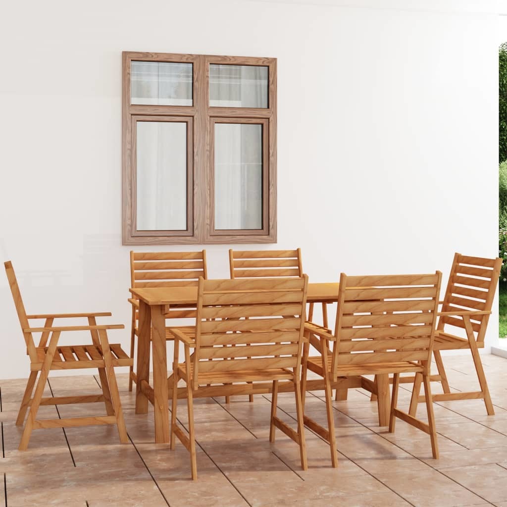 7 Piece Patio Dining Set Solid Acacia Wood