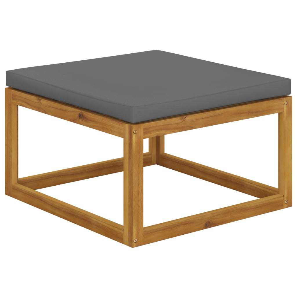 Footrest with Dark Gray Cushion Solid Acacia Wood