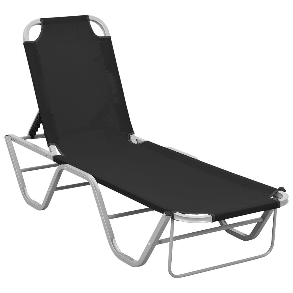 Sun Lounger Aluminum and Textilene Black