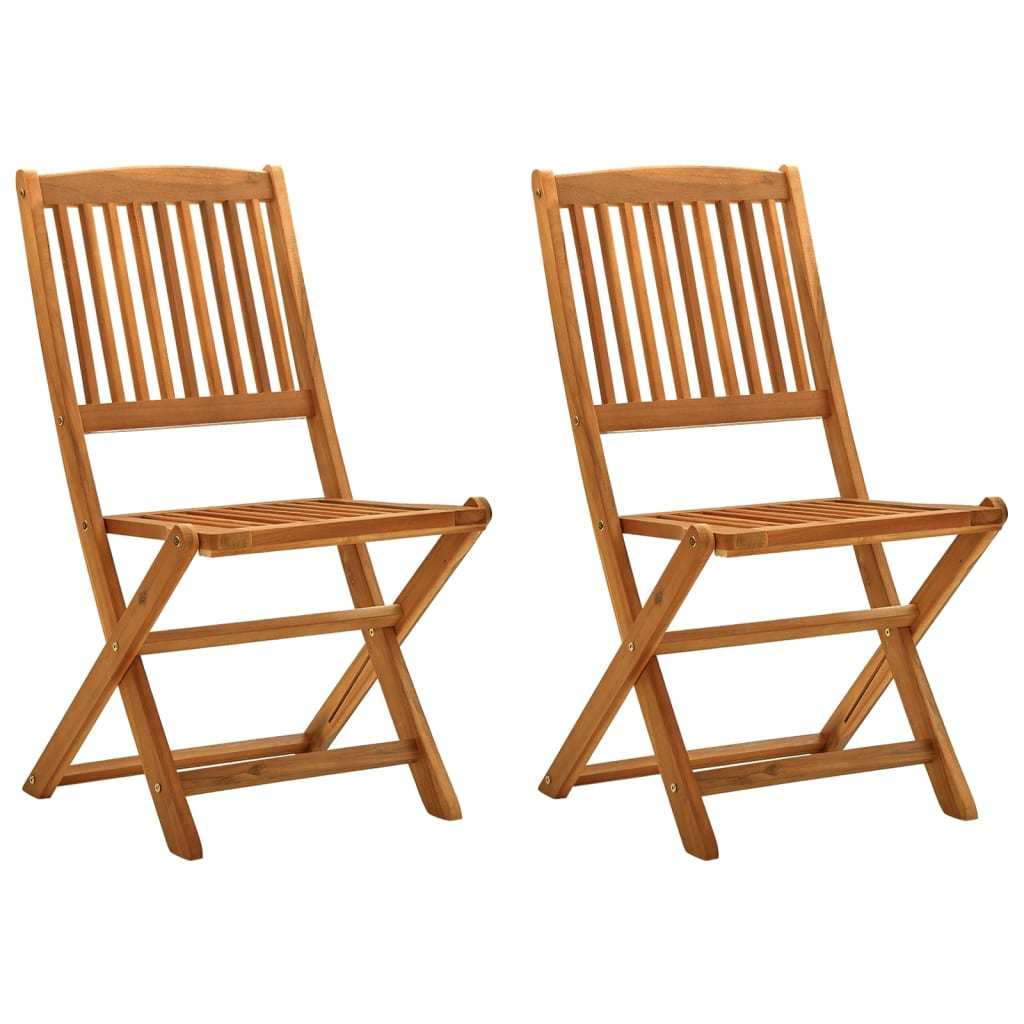 Folding Patio Chairs 2 pcs Solid Eucalyptus Wood