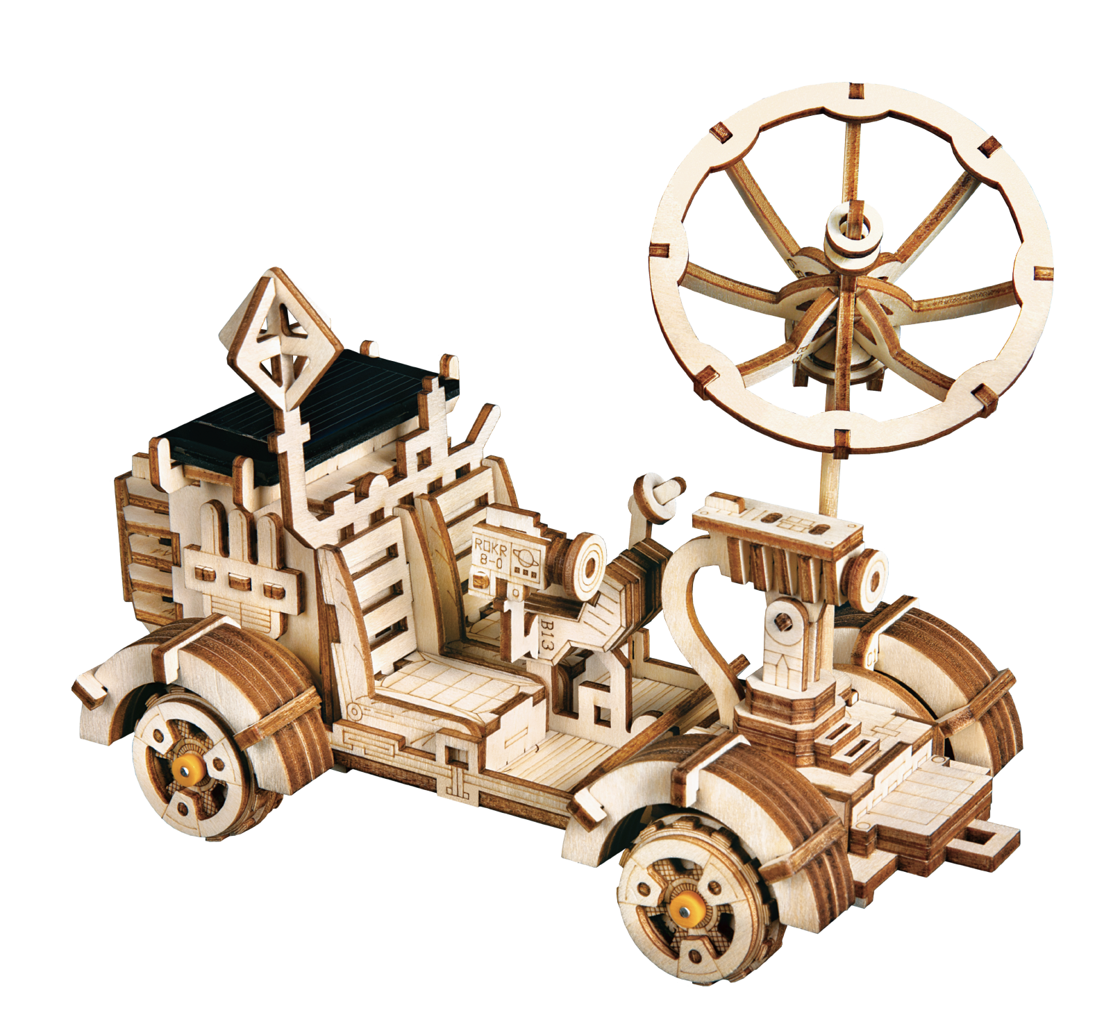 Robotime 4 Kind Moveable 3D Wooden Space Hunting Solar Energy Toy Assembly Gift for Children Teens Adult LS