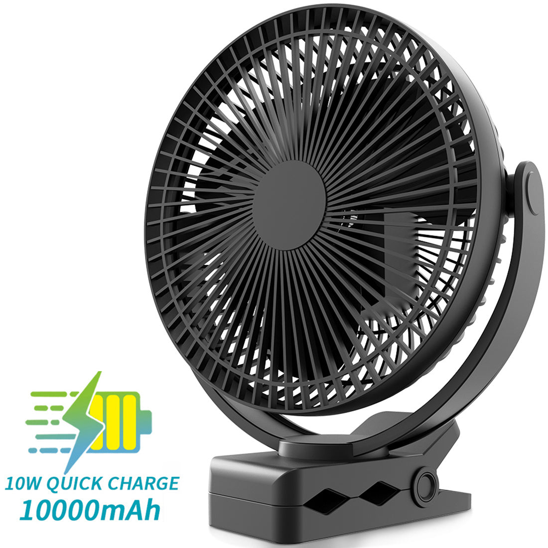 10000mAh Rechargeable Portable Fan, 8-Inch Battery Operated Clip on Fan, USB Fan, 4 Speeds, Strong Airflow, Sturdy Clamp for Personal Office Desk Golf Car Outdoor Travel Camping Tent Gym RT