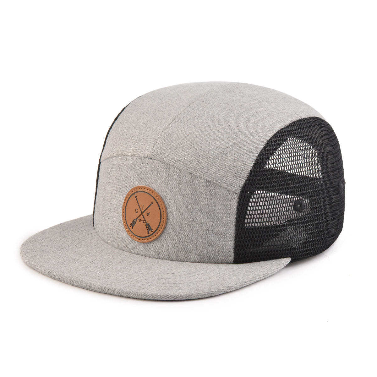 Grey Mesh Arrow 5-Panel Strapback