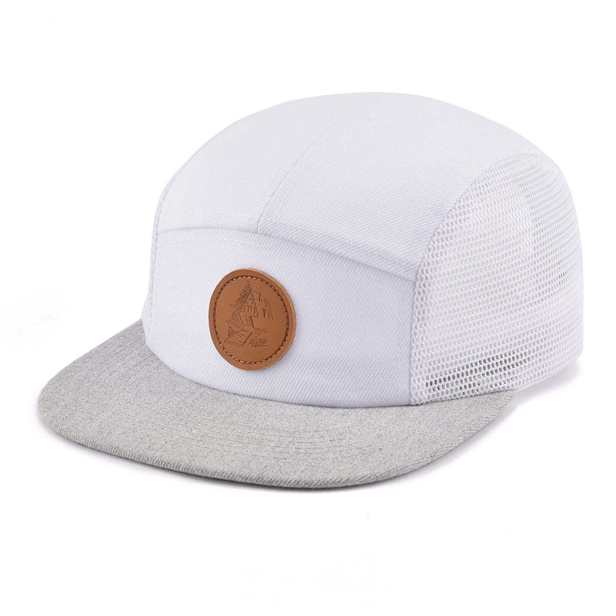 White & Grey Cottage Life 5 Panel Hat