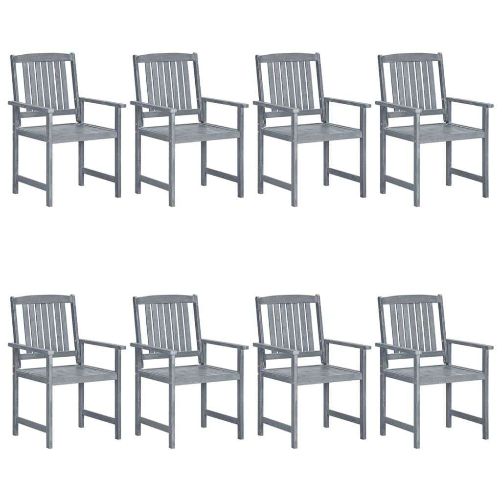 Patio Chairs 8 pcs Solid Acacia Wood Gray