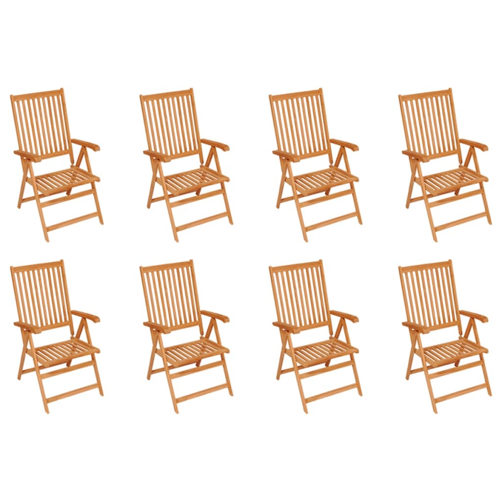 Reclining Patio Chairs 8 pcs Solid Teak Wood