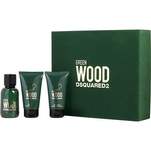 DSQUARED2 WOOD GREEN by Dsquared2 EDT SPRAY 1.7 OZ & AFTERSHAVE BALM 1.7 OZ & SHOWER GEL 1.7 OZ