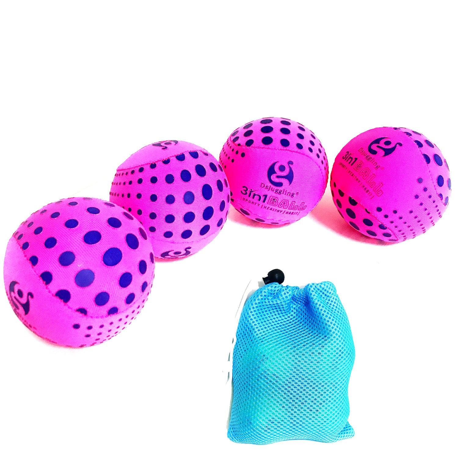 DSJUGGLING 4 Pieces Washable Juggling Balls for Beginners and Professionals Set of 4 100g Each - Soft Easy Juggle Balls, Multiple Practice Juggling Ba