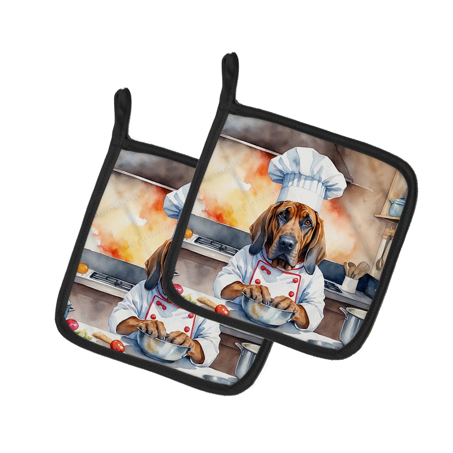 Bloodhound The Chef Pair of Pot Holders Kitchen Heat Resistant Pot Holders Sets Oven Hot Pads for Cooking Baking BBQ, 7 1/2 x 7 1/2