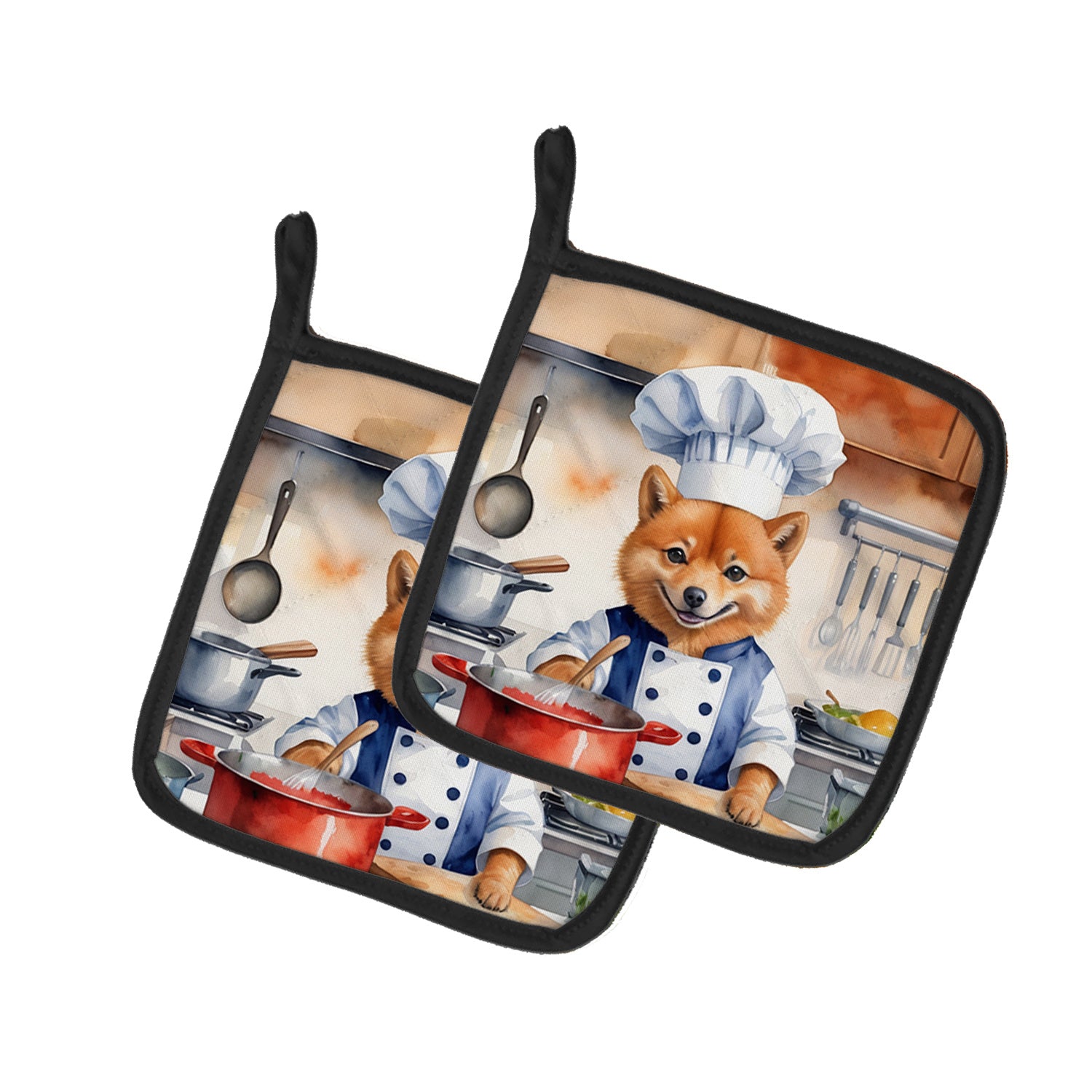 Finnish Spitz The Chef Pair of Pot Holders Kitchen Heat Resistant Pot Holders Sets Oven Hot Pads for Cooking Baking BBQ, 7 1/2 x 7 1/2