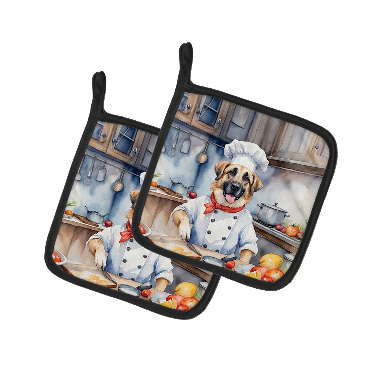 Anatolian Shepherd The Chef Pair of Pot Holders Kitchen Heat Resistant Pot Holders Sets Oven Hot Pads for Cooking Baking BBQ, 7 1/2 x 7 1/2