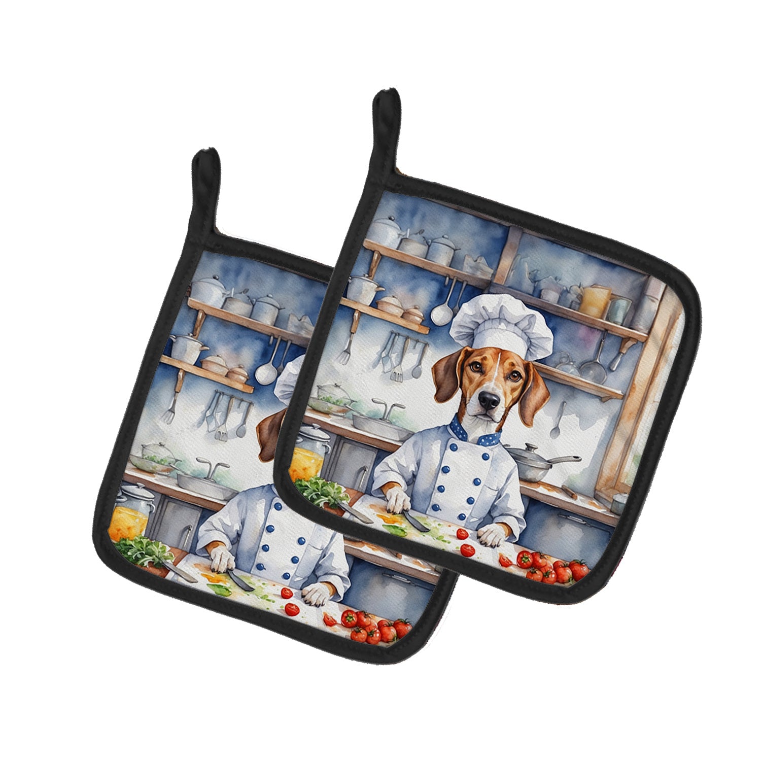 American Foxhound The Chef Pair of Pot Holders Kitchen Heat Resistant Pot Holders Sets Oven Hot Pads for Cooking Baking BBQ, 7 1/2 x 7 1/2