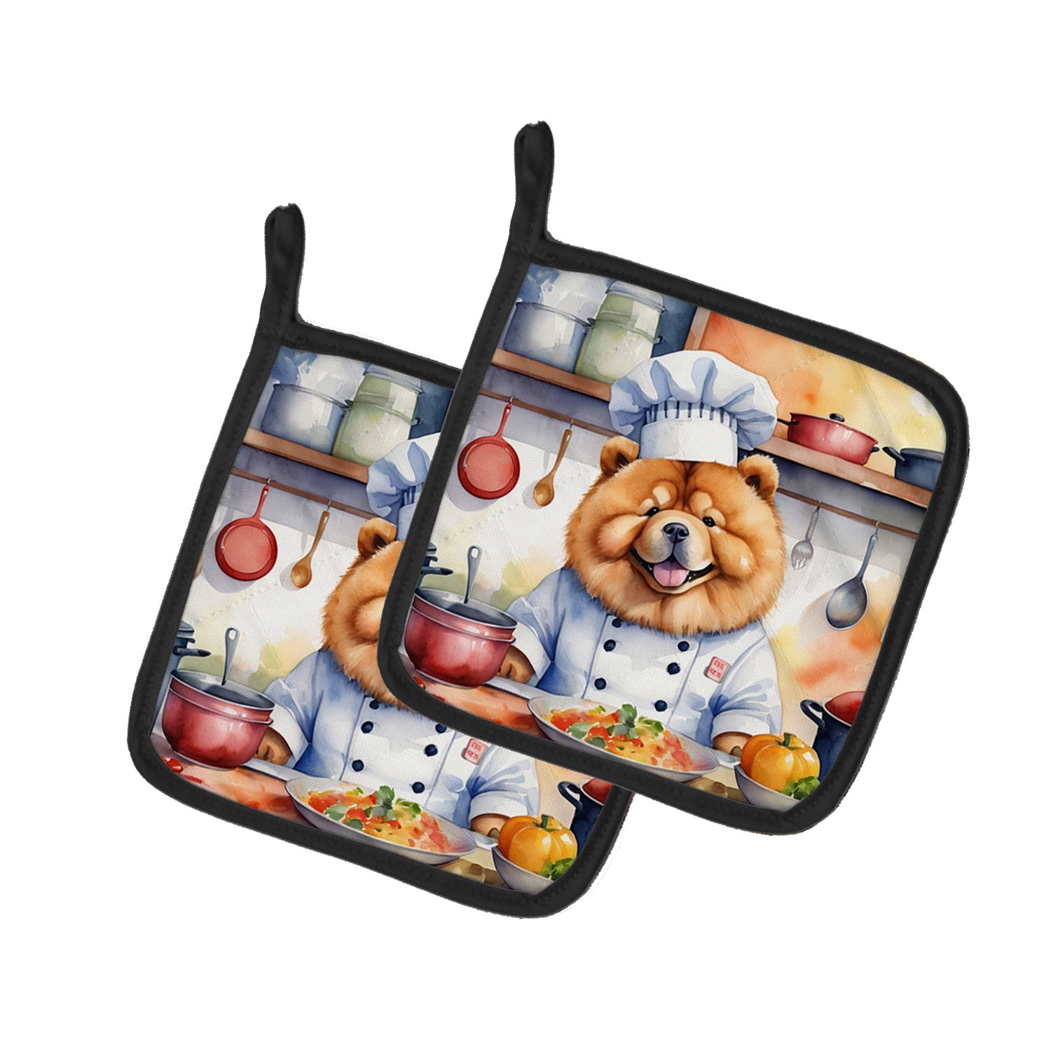 Chow Chow The Chef Pair of Pot Holders Kitchen Heat Resistant Pot Holders Sets Oven Hot Pads for Cooking Baking BBQ, 7 1/2 x 7 1/2