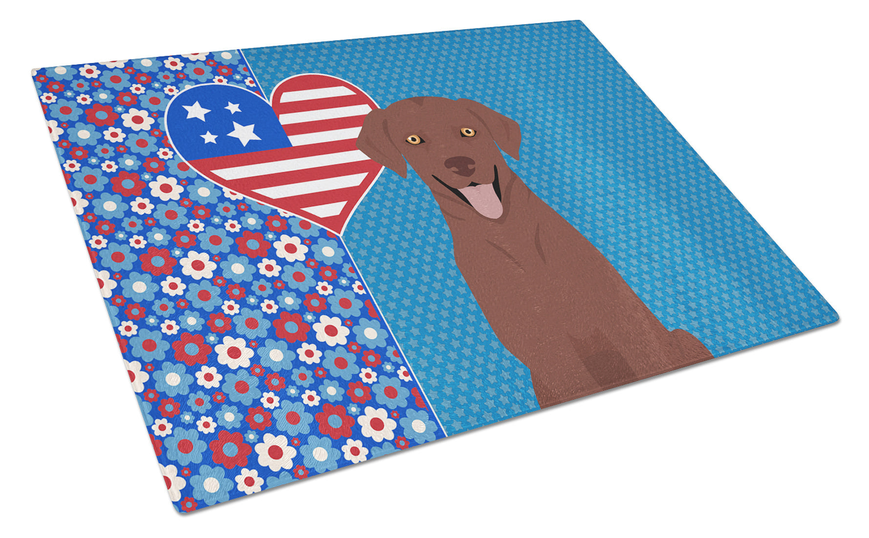 Chocolate Labrador Retriever USA American Glass Cutting Board Decorative Tempered Glass Kitchen Cutting and Serving Board Large Size Chopping Board