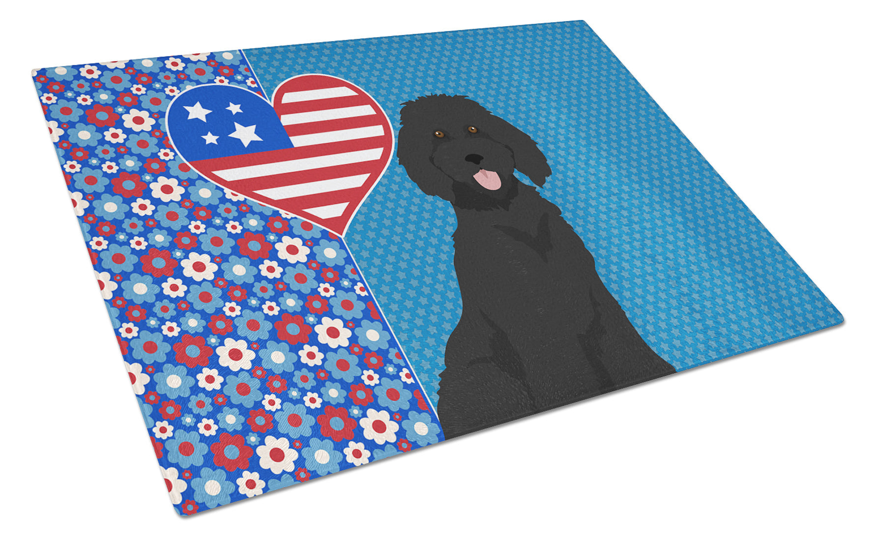 Standard Black Poodle USA American Glass Cutting Board Decorative Tempered Glass Kitchen Cutting and Serving Board Large Size Chopping Board