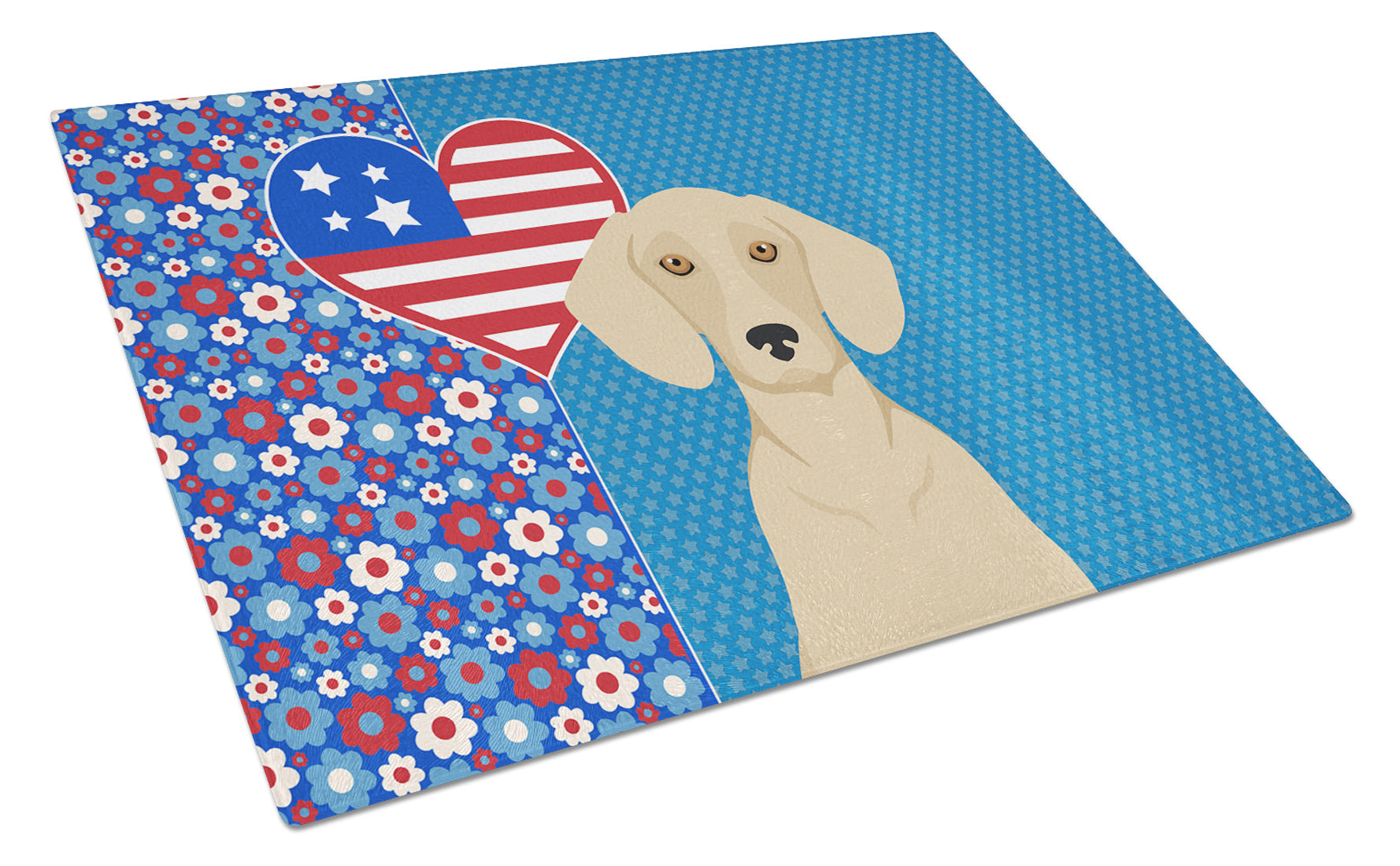 Cream Dachshund USA American Glass Cutting Board Decorative Tempered Glass Kitchen Cutting and Serving Board Large Size Chopping Board