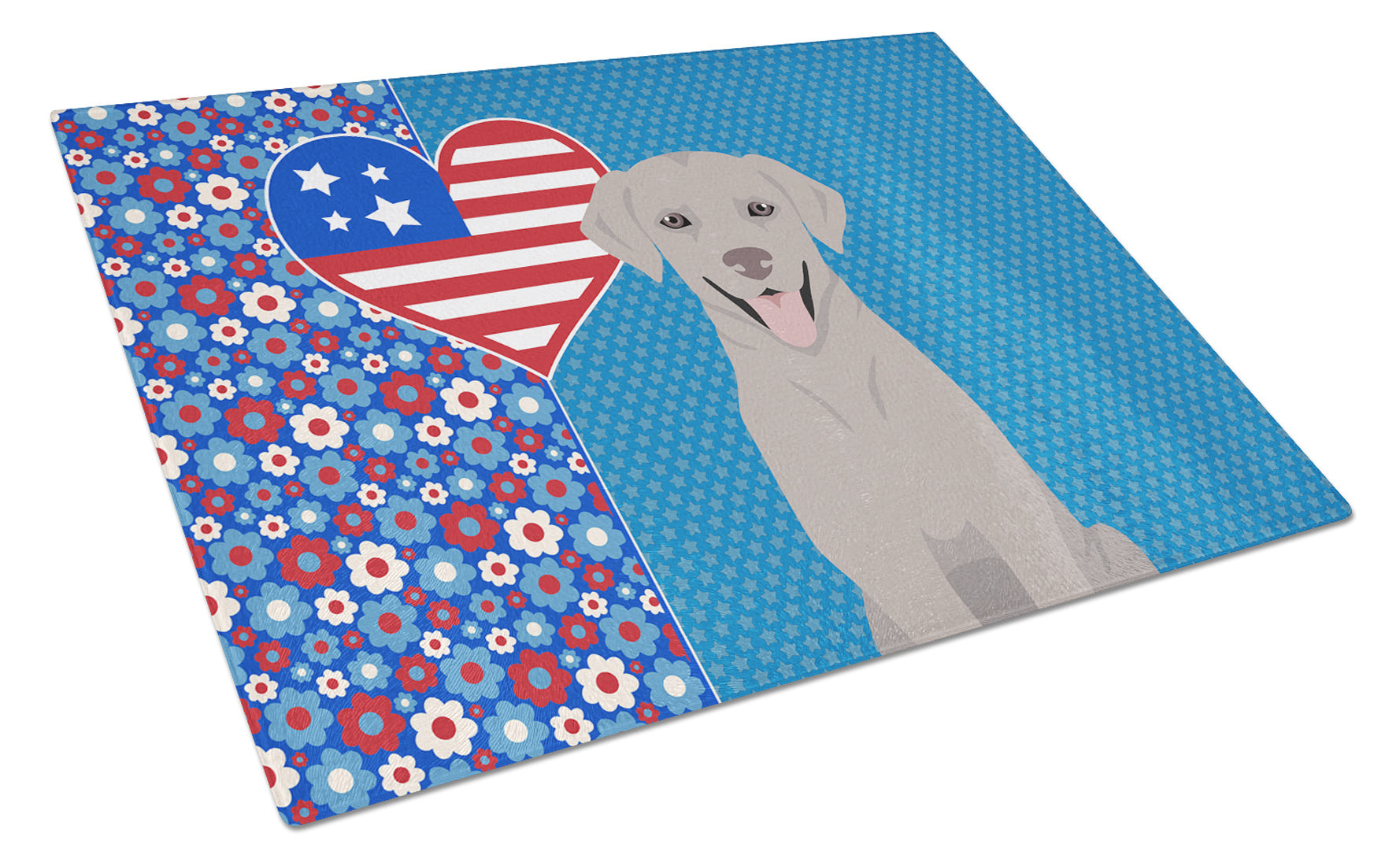 Gray Labrador Retriever USA American Glass Cutting Board Decorative Tempered Glass Kitchen Cutting and Serving Board Large Size Chopping Board