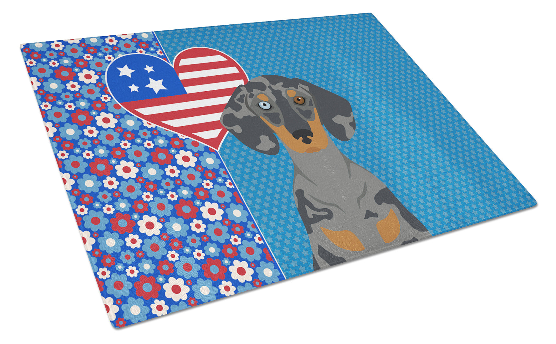 Black Dapple Dachshund USA American Glass Cutting Board Decorative Tempered Glass Kitchen Cutting and Serving Board Large Size Chopping Board