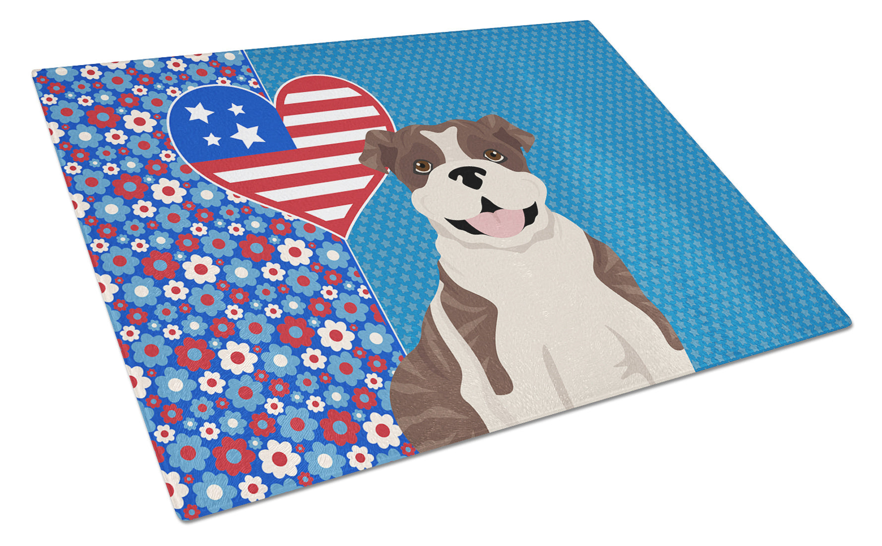 Brindle English Bulldog USA American Glass Cutting Board Decorative Tempered Glass Kitchen Cutting and Serving Board Large Size Chopping Board