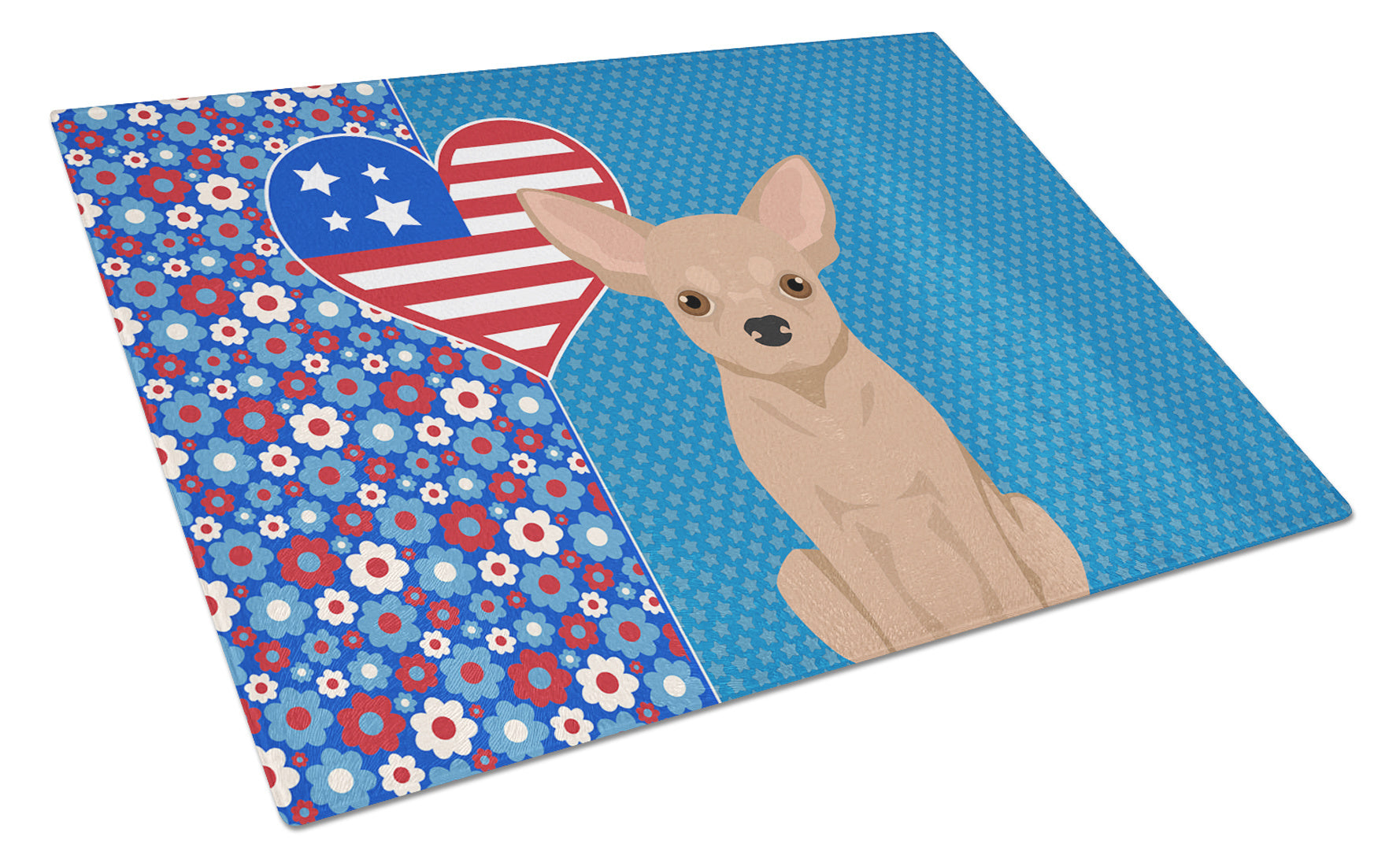 Cream Chihuahua USA American Glass Cutting Board Decorative Tempered Glass Kitchen Cutting and Serving Board Large Size Chopping Board