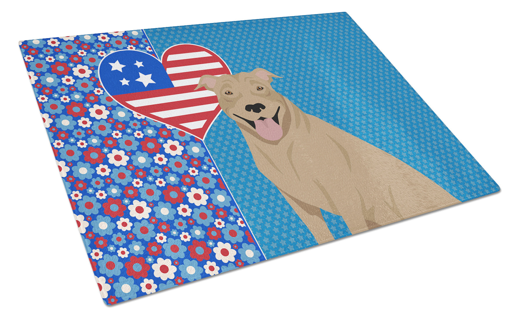 Fawn Pit Bull Terrier USA American Glass Cutting Board Decorative Tempered Glass Kitchen Cutting and Serving Board Large Size Chopping Board