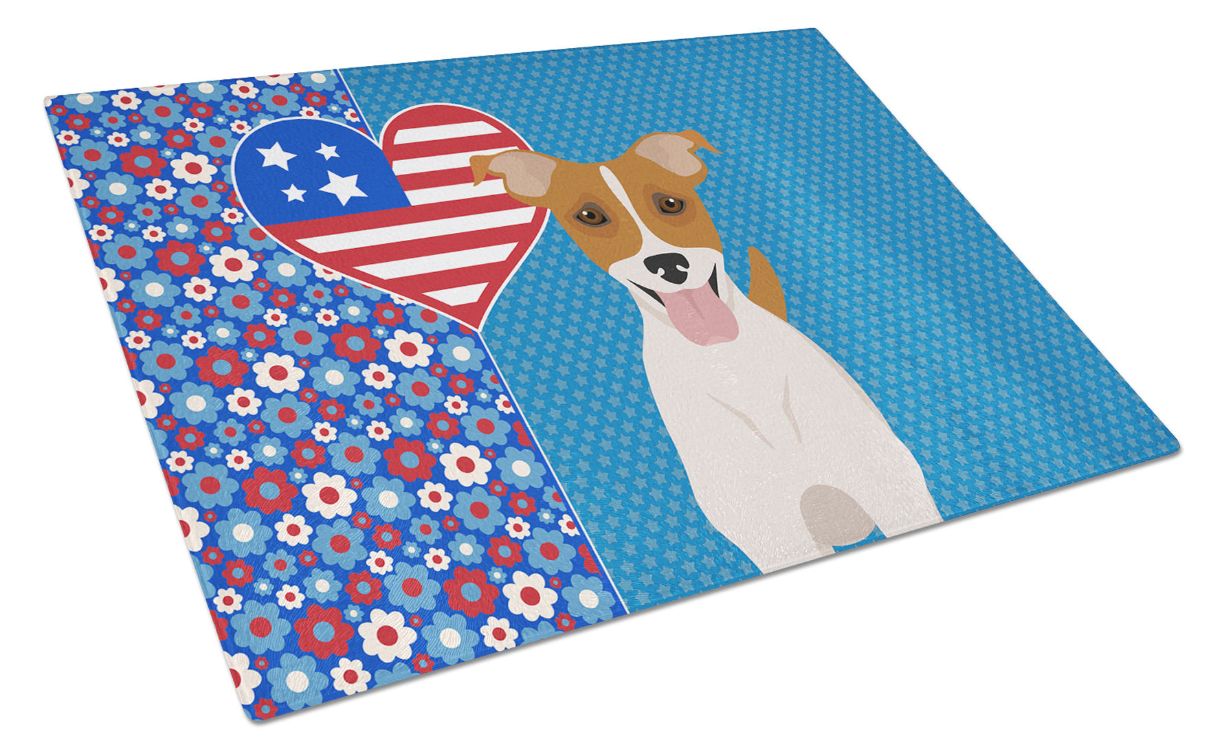 Brown White Smooth Jack Russell Terrier USA American Glass Cutting Board Decorative Tempered Glass Kitchen Cutting and Serving Board Large Size Chopping Board