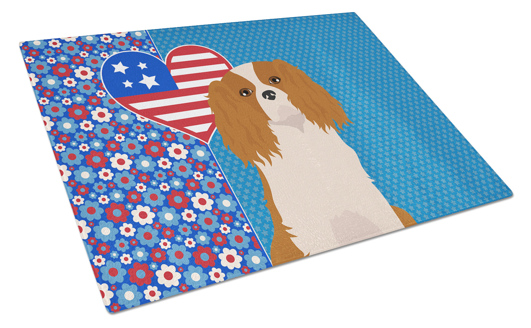 Blenheim Cavalier Spaniel USA American Glass Cutting Board Decorative Tempered Glass Kitchen Cutting and Serving Board Large Size Chopping Board