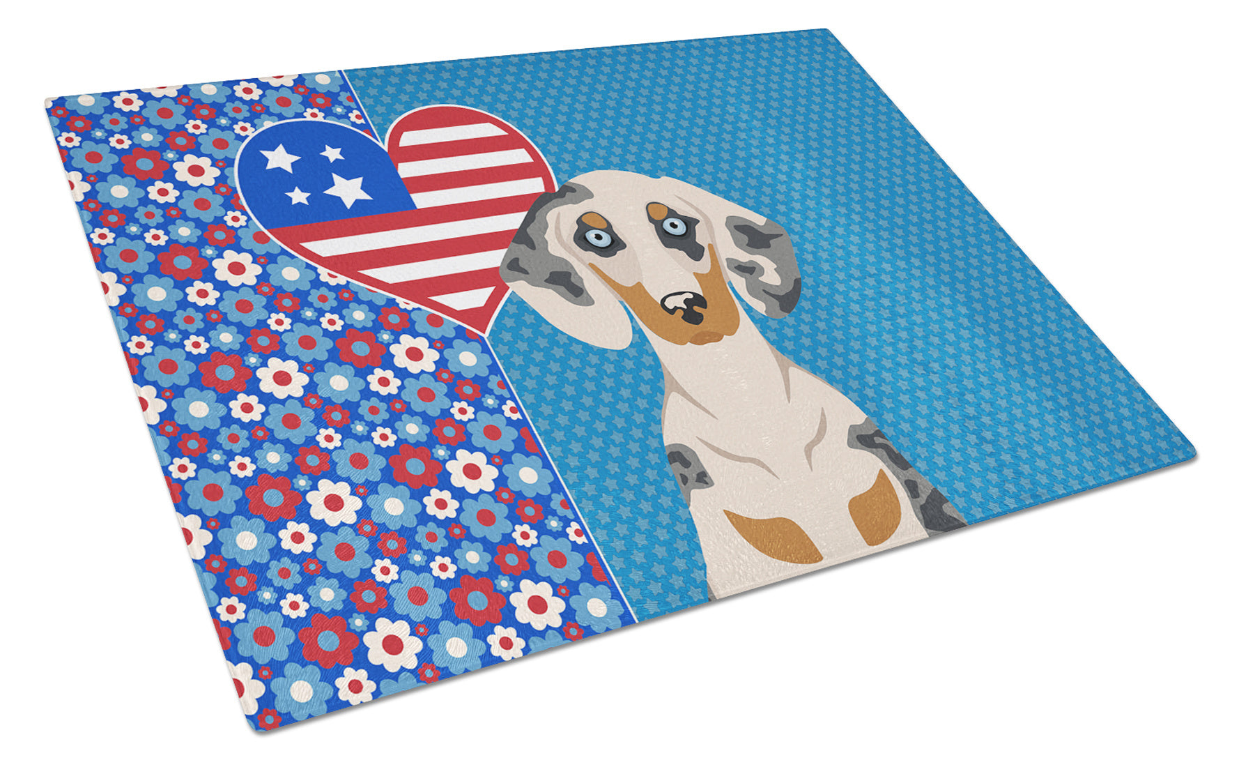 Cream Dapple Dachshund USA American Glass Cutting Board Decorative Tempered Glass Kitchen Cutting and Serving Board Large Size Chopping Board