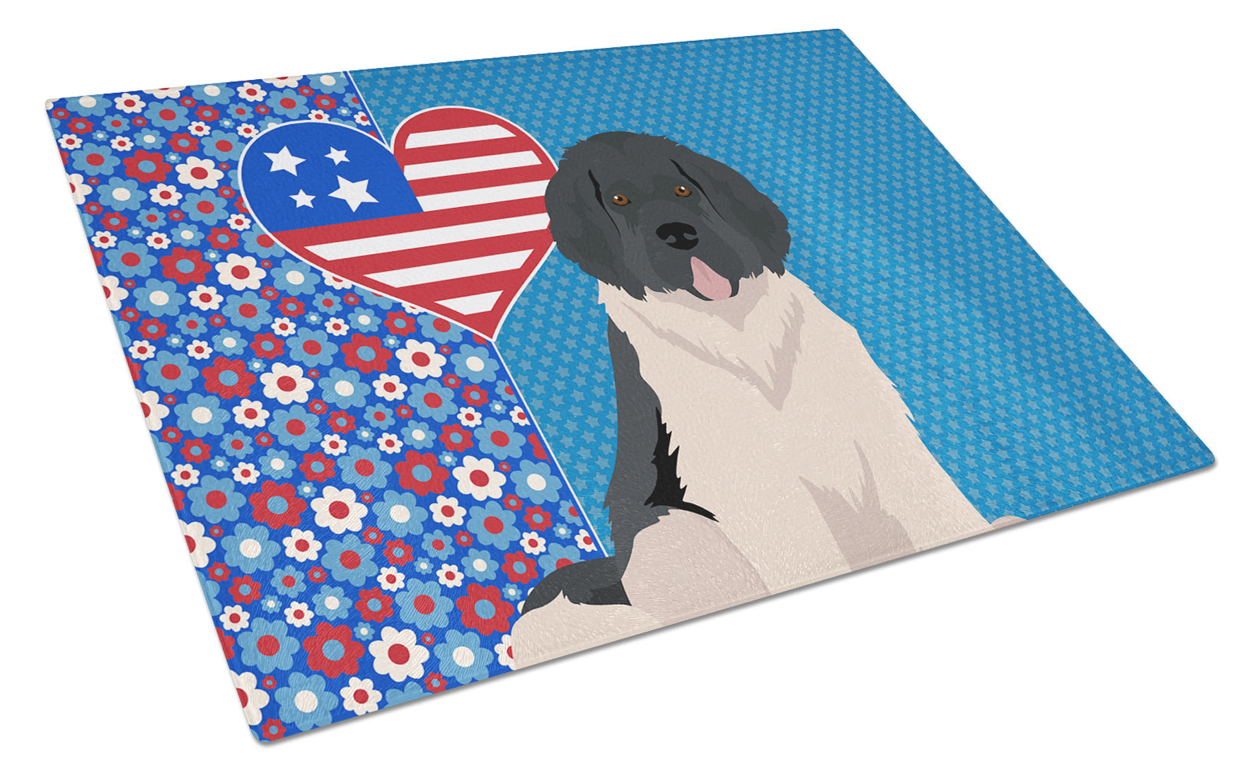 Landseer Newfoundland USA American Glass Cutting Board Decorative Tempered Glass Kitchen Cutting and Serving Board Large Size Chopping Board